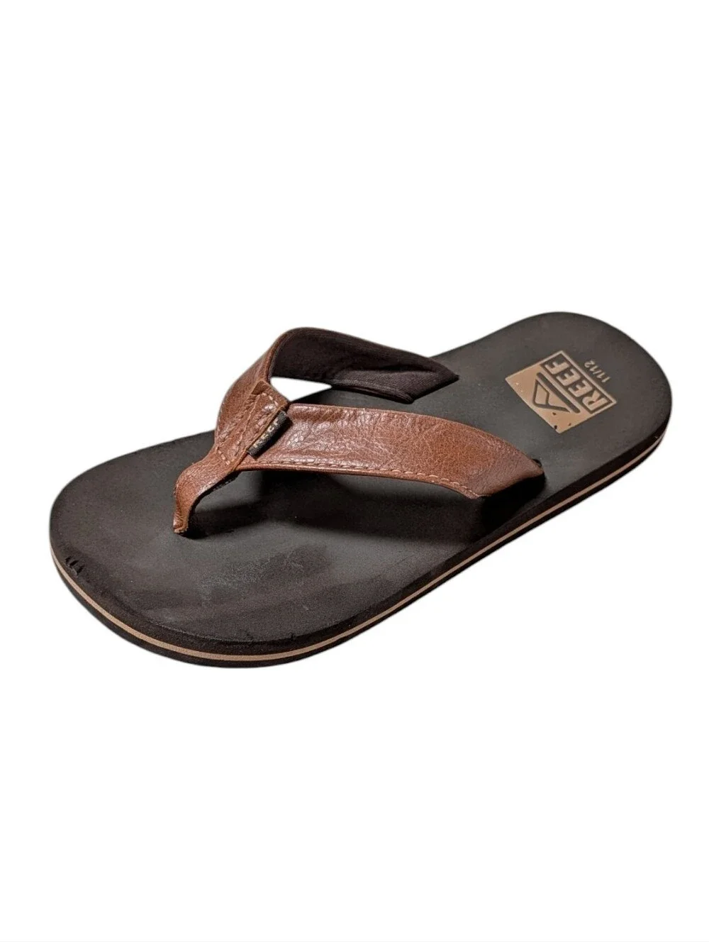 Reef, Brown Leather Flip Flops. Size 11 / 12